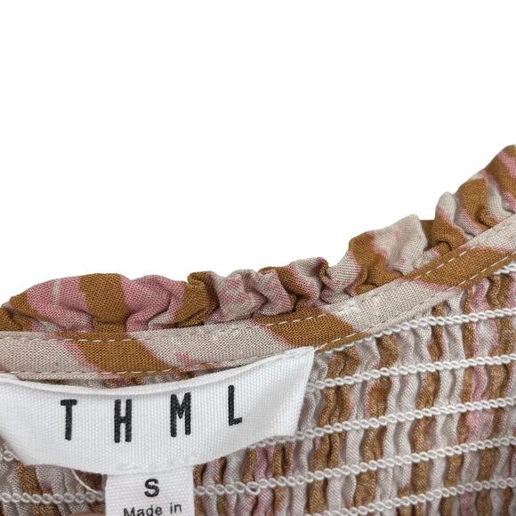 THML Long Sleeve V Neck Ruched Blouse Small - Picture 3 of 5